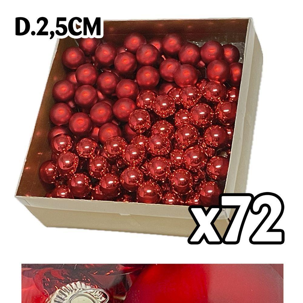 Uan 61064 Conf. Nature X72 Sfere Vetro Xmas D.2,5Cm Rosso