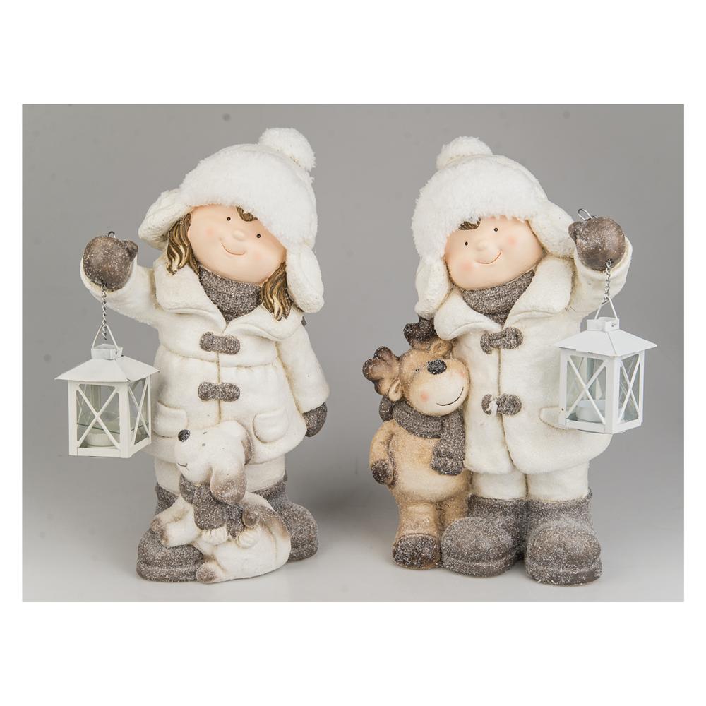 Vis 57622 Deco Bimbo Snow C/Lanterna 24*15,5*39,5Cm 2 Ass.