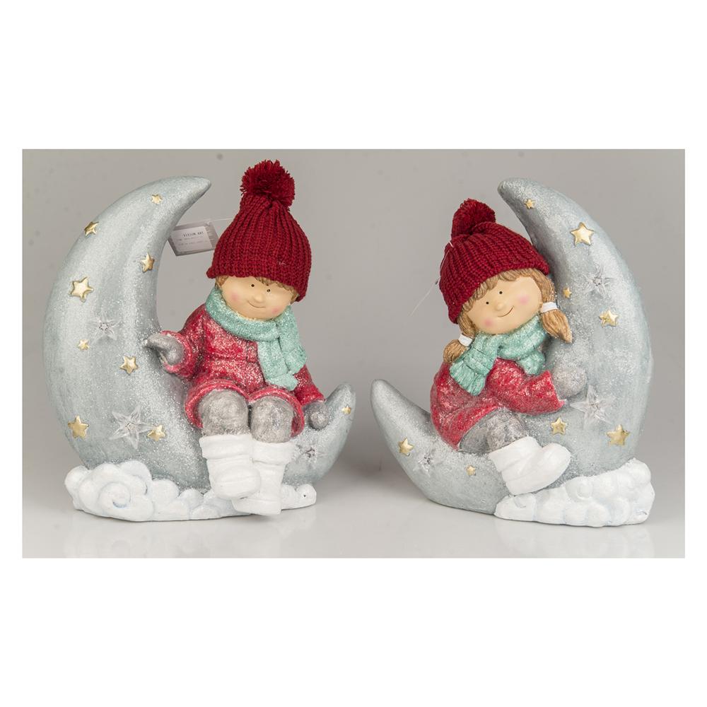 Vis 57626 Deco Bimbo Glitter Moon 34*20*37Cm 2 Ass.