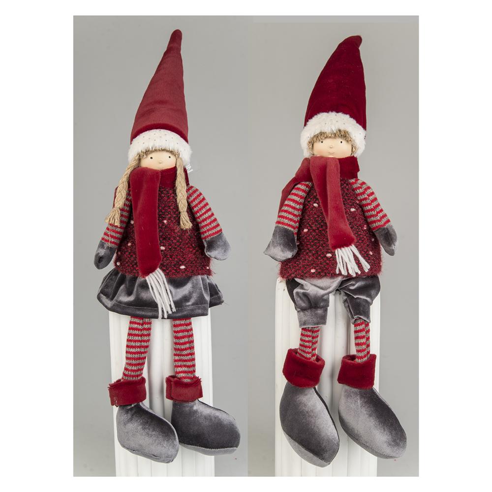 Vis 57631 Deco Bimbo Seduto Cappello Rosso 19*13*64Cm 2 Ass.