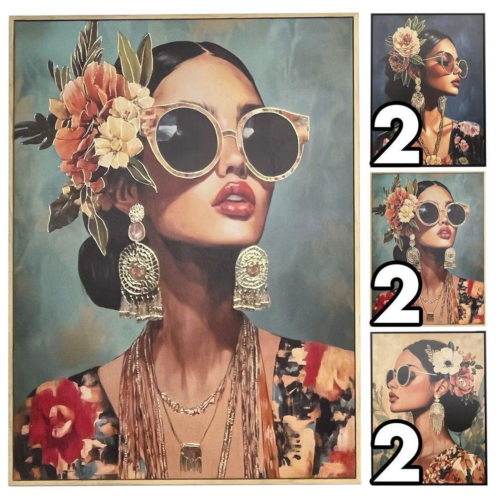 WAD 62367 Quadro Tropical Girl Oro 60*80Cm 3 Ass.
