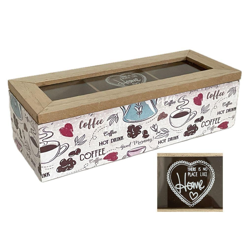 WES 61654 Scatola Porta Te Pop Coffee 3 Scomparti 23*9*7Cm - Legno - Porta The | Mikasa