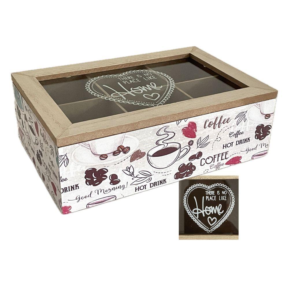 WES 61655 Scatola Porta Te Pop Coffee 6 Scomparti 23,7*15,7*7,7Cm - Legno - Porta The | Mikasa