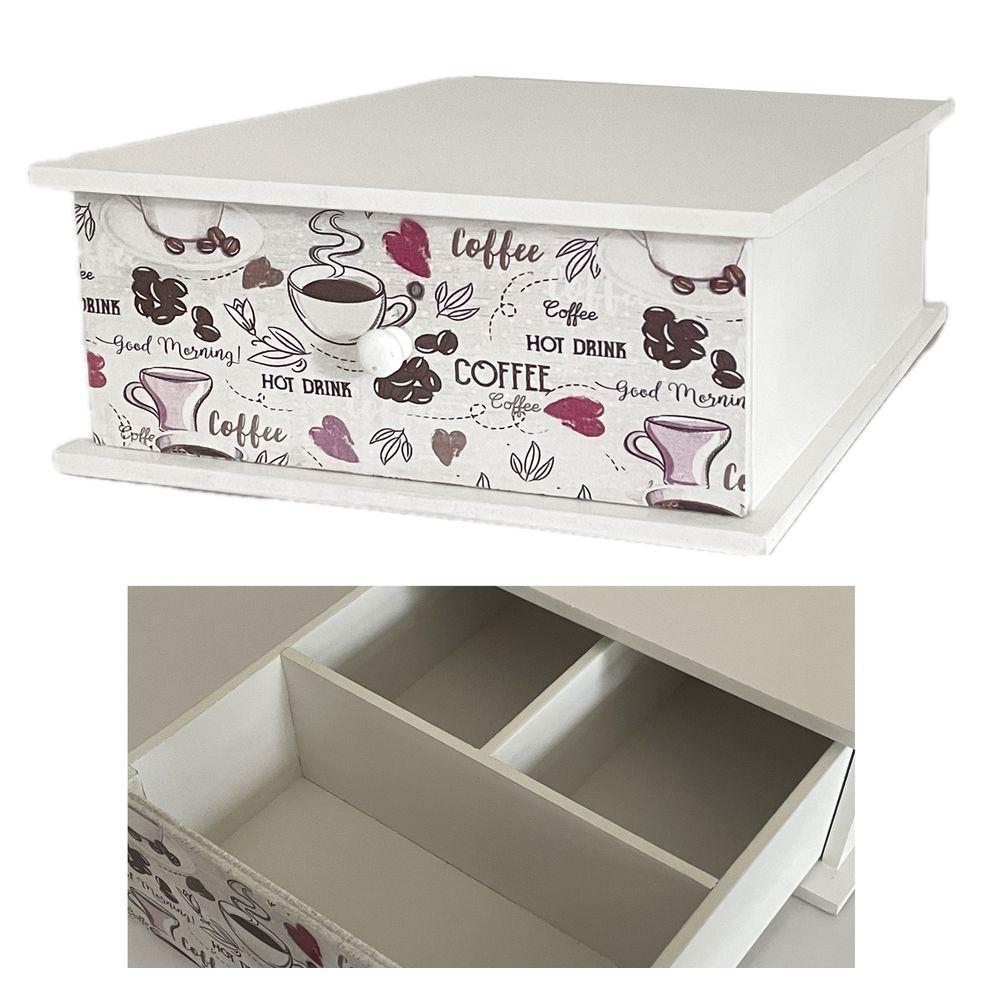 Wes 61662 Box Per Macchina Del Caffe' Con Scomparti 33*27*11Cm - Legno - Porta Cialde | Mikasa