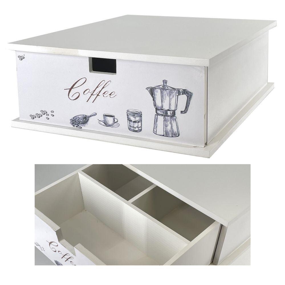 Wes 61813 Box Per Macchina Del Caffe' Con Scomparti Moka 33*27*11Cm - Legno - Porta Cialde | Mikasa