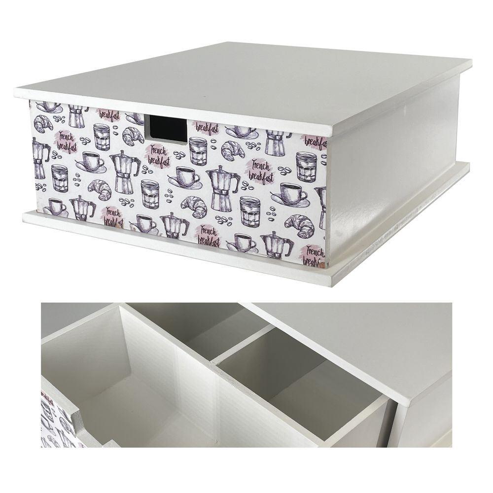 Wes 61814 Box Per Macchina Del Caffe' Con Scomparti Pattern 33*27*11Cm - Legno Fantasia - Porta Cialde | Mikasa