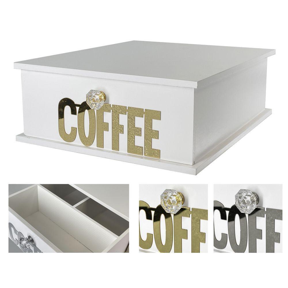 Wes 61815 Box Per Macchina Del Caffe' Con Scomparti Rilievo 33*27*11Cm 2 Ass. - Legno Assortito - Porta Cialde | Mikasa
