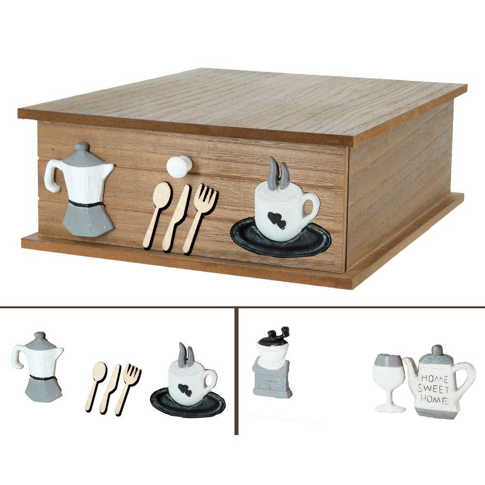 WES 62290 Box Per Caffè Decoro Legno Scuro 33*27*11Cm 2 Ass. - Legno Assortito - Porta Cialde | Mikasa