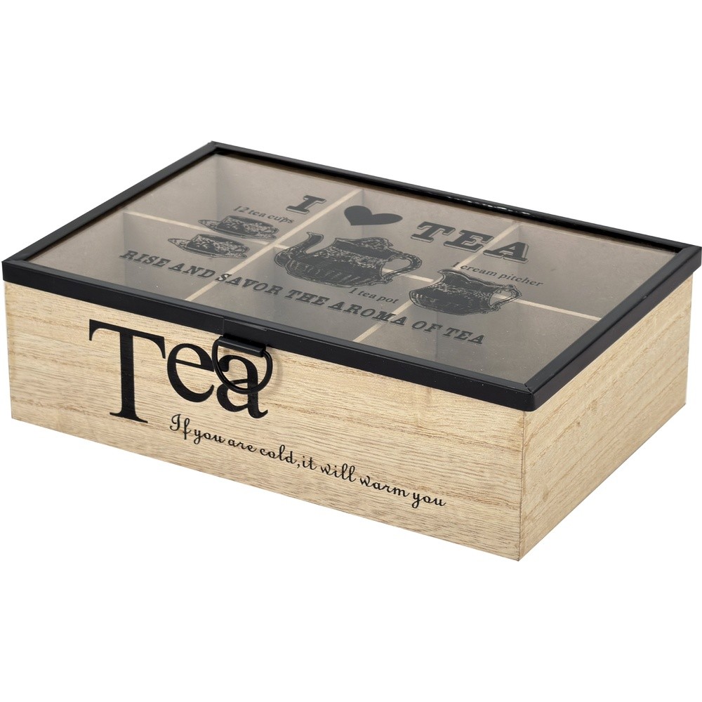 WES 63091 Porta Te' 6 Scomparti I Love Tea Natural 24*16,7*7Cm - Naturale - Porta The | Mikasa