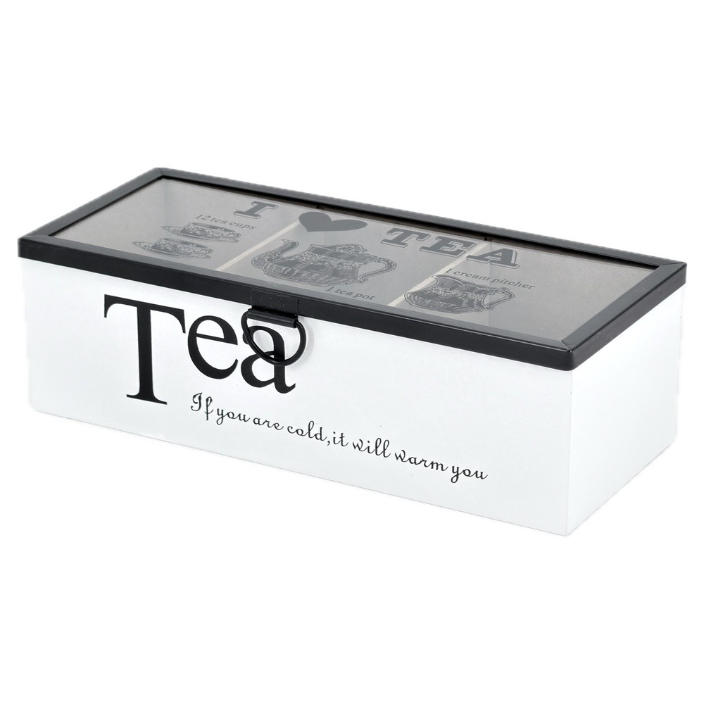 WES 63094 Porta Te' 3 Scomparti I Love Tea White 24*10,5*7Cm - Bianco - Porta The | Mikasa