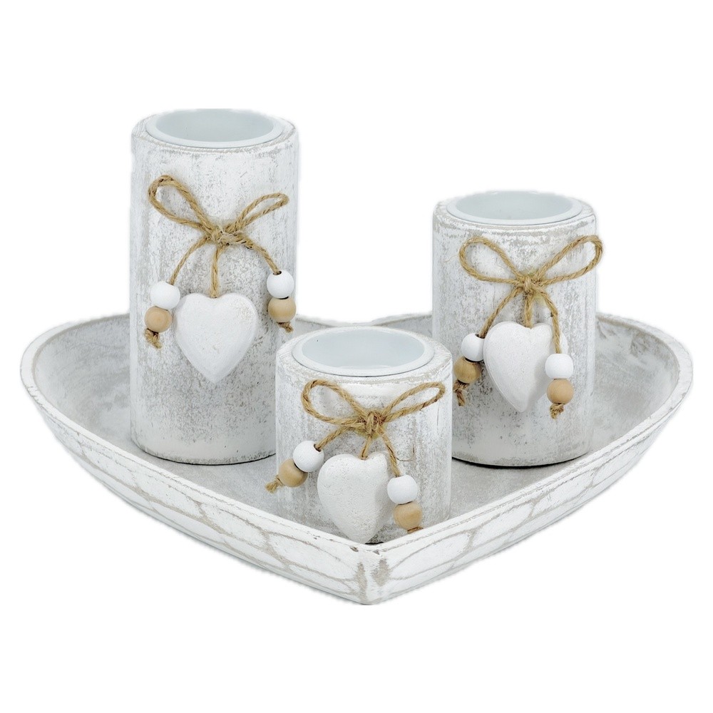 WES 63096 Set 3 Portacandele Heart 24,5*24,5*13Cm