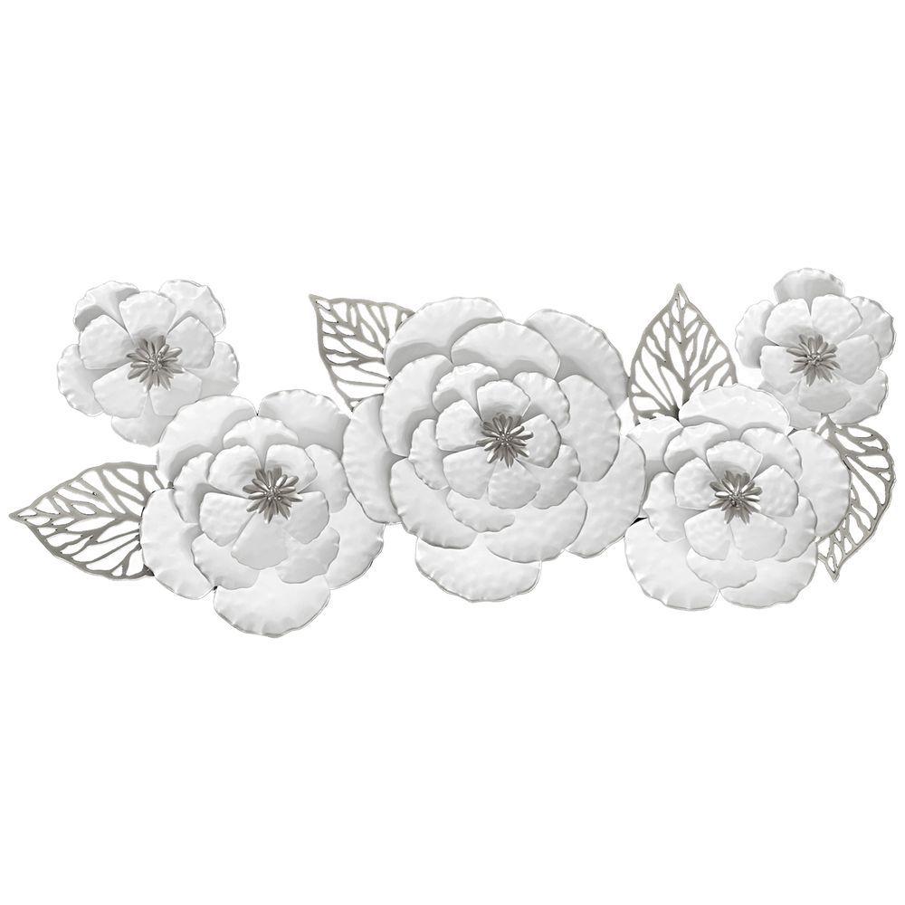 Wim 59813 Deco Parete Metal Flowers Silver 100*6*36Cm