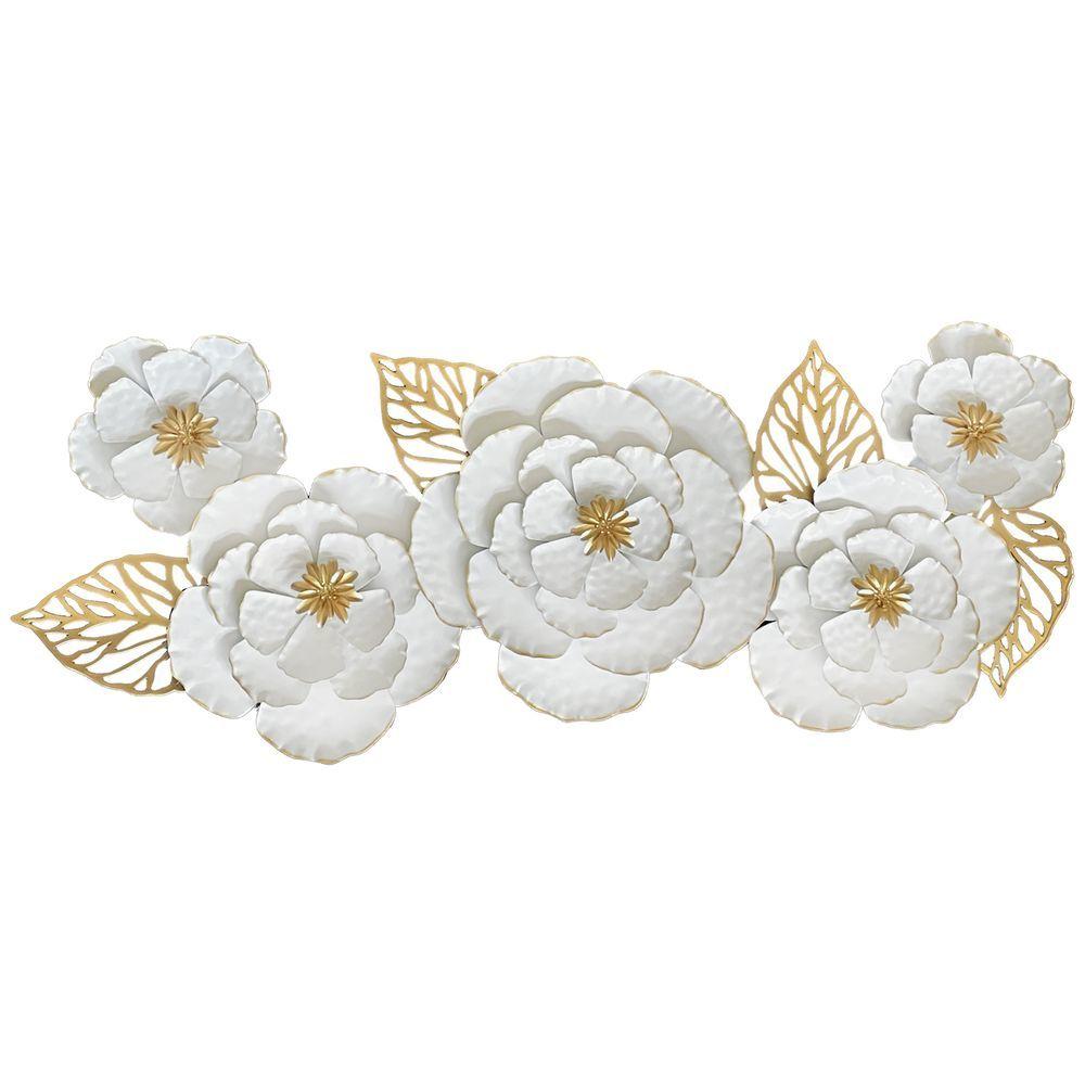 Wim 59814 Deco Parete Metal Flowers Gold 100*6*36Cm