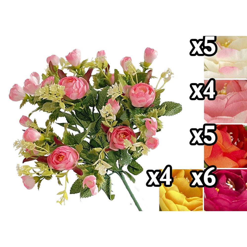 Xia 59451 Bush Composizione Fiori E Boccioli 33Cm 5 Ass.