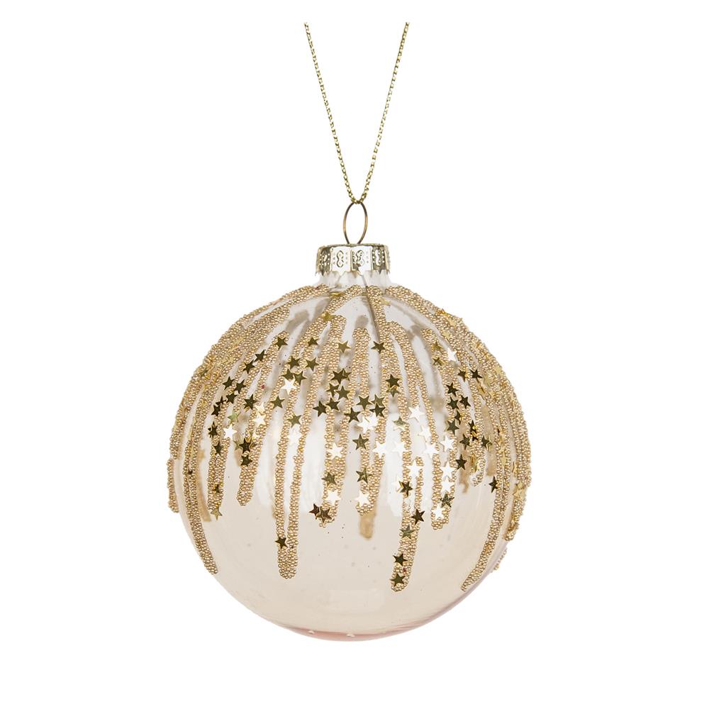 Yuj 56784 Sfera Vetro Cascata Stelle Oro D.8Cm