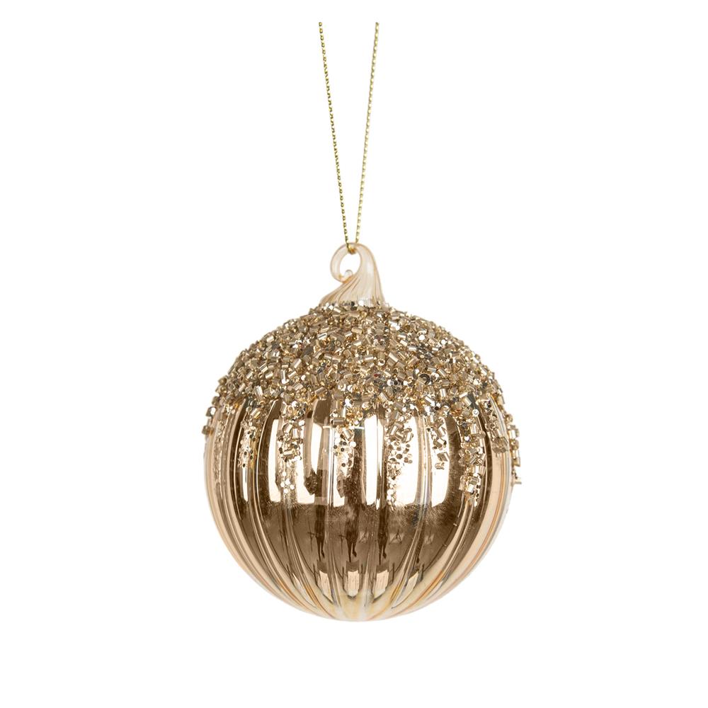 Yuj 56790 Sfera Vetro Perline Platino D.10Cm