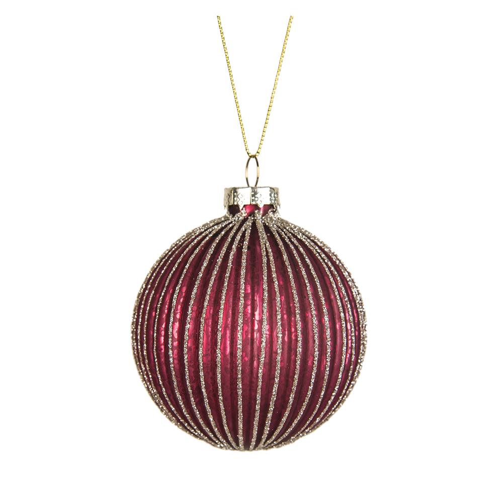 Yuj 56795 Sfera Vetro Glitter Rosa Scuro D.8Cm