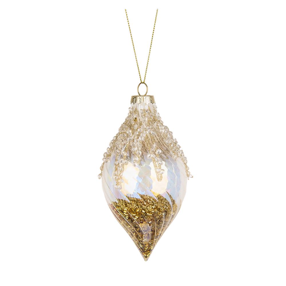 Yuj 56819 Sfera Vetro Allungata Perline Doppie 8*8*16Cm
