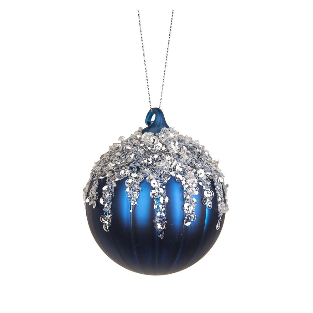 Yuj 56830 Sfera Vetro Cascata Perline Blu D.10Cm