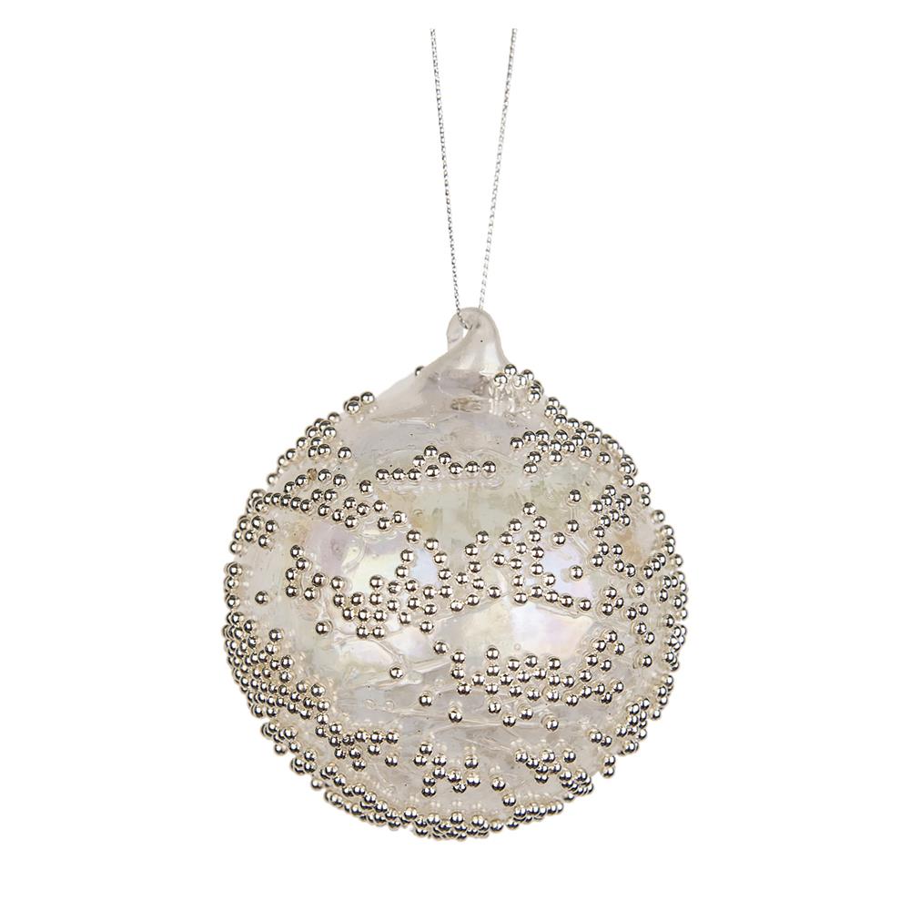 Yuj 56838 Sfera Vetro Perline Bianche D.8Cm