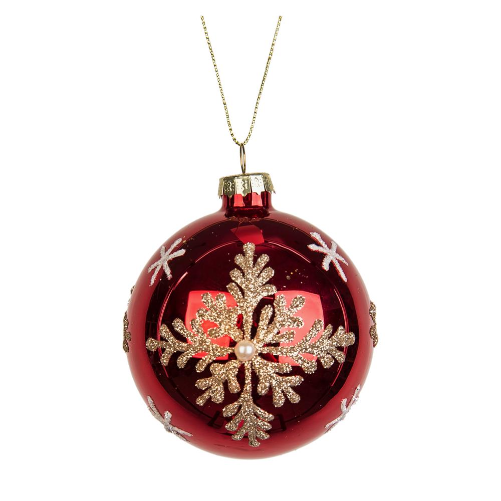 Yuj 56899 Sfera Vetro Cristallo Neve Rossa D.8Cm