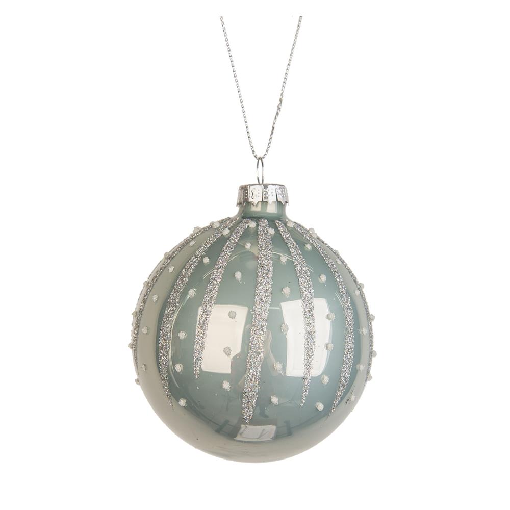Yuj 57264 Sfera Vetro Perline Celeste D.15Cm - Vetro Blu - Addobbi Albero | Mikasa