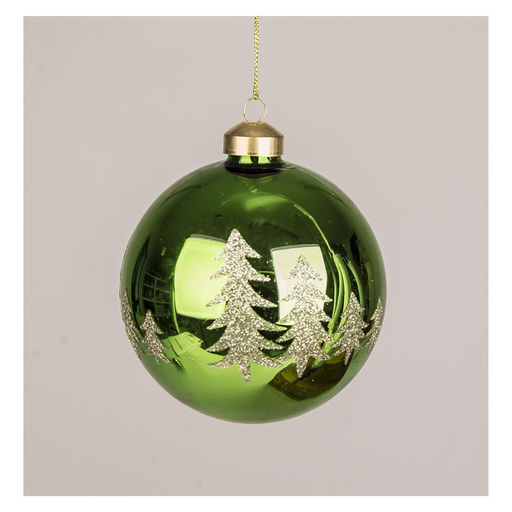 Yuj 57784 Sfera Vetro Albero Verde D.8Cm