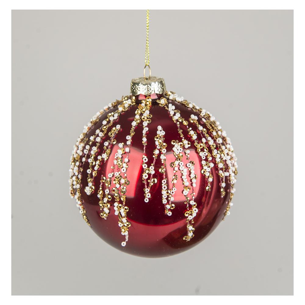 Yuj 57787 Sfera Vetro Rossa Cascata D.10Cm - Vetro Rosso - Addobbi Albero | Mikasa