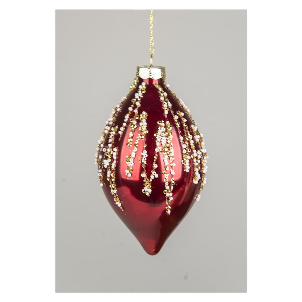 Yuj 57791 Sfera Vetro Allungata Rossa Cascata 10Cm