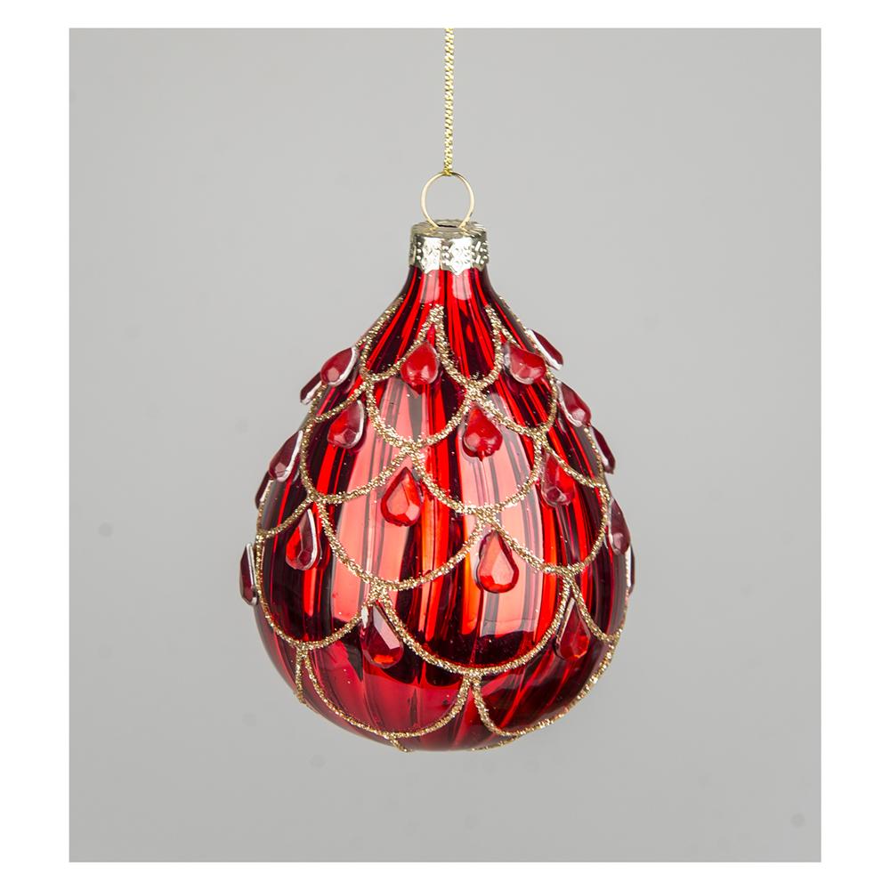 Yuj 57794 Goccia Vetro Rossa Lacrima Cristallo 7,5*7,5*11Cm - Cristallo Rosso - Addobbi Albero | Mikasa