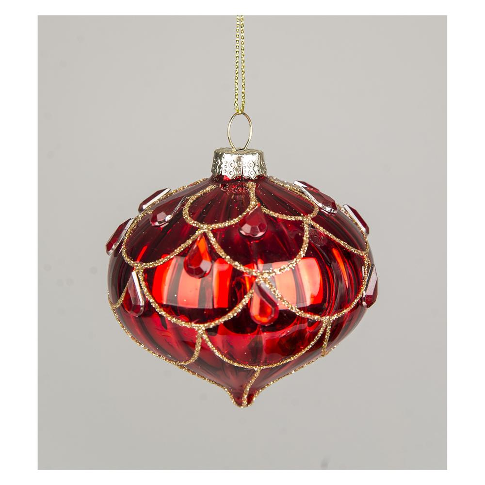Yuj 57798 Sfera Vetro Cipolla Rossa Lacrima Cristallo D.10Cm