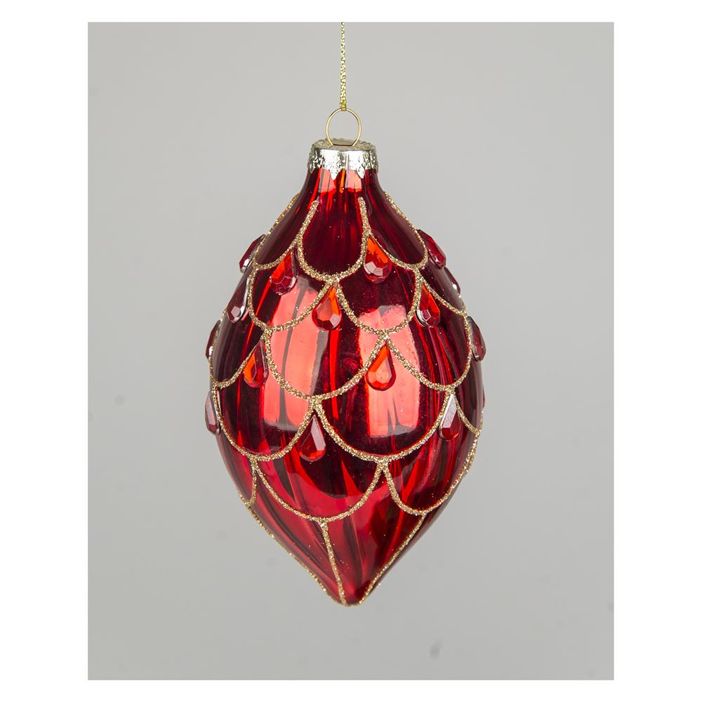 Yuj 57799 Sfera Vetro Allungata Rossa Lacrima Cristallo 8Cm