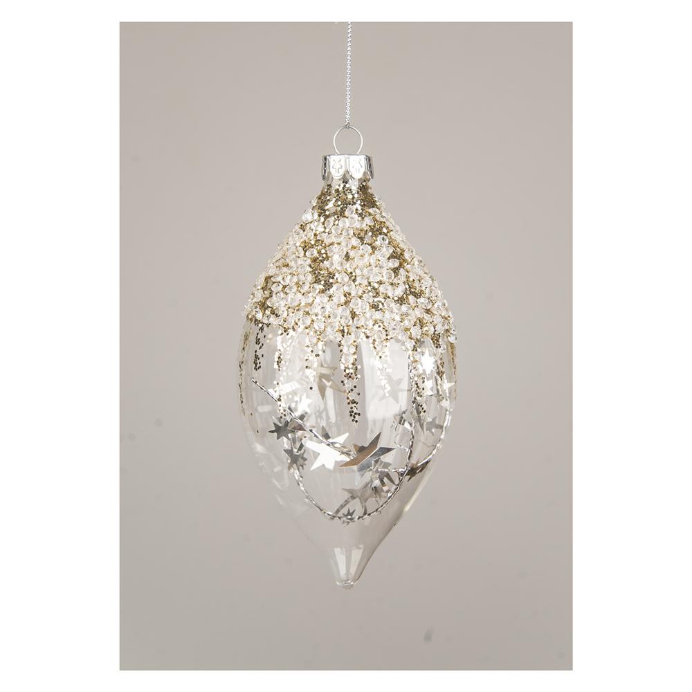Yuj 57816 Sfera Vetro Allungata Stelline 8Cm