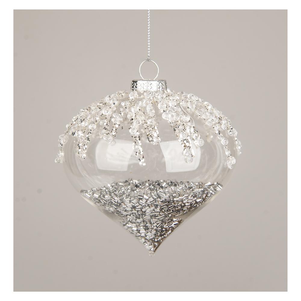Yuj 57820 Sfera Vetro Cipolla Perline Silver D.8Cm