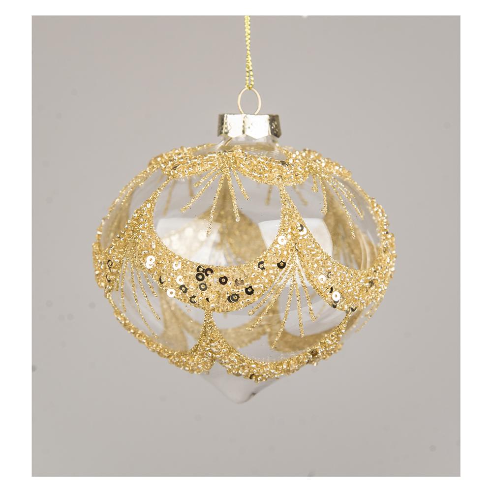 Yuj 57838 Sfera Vetro Cipolla Drappeggio Oro D.8Cm