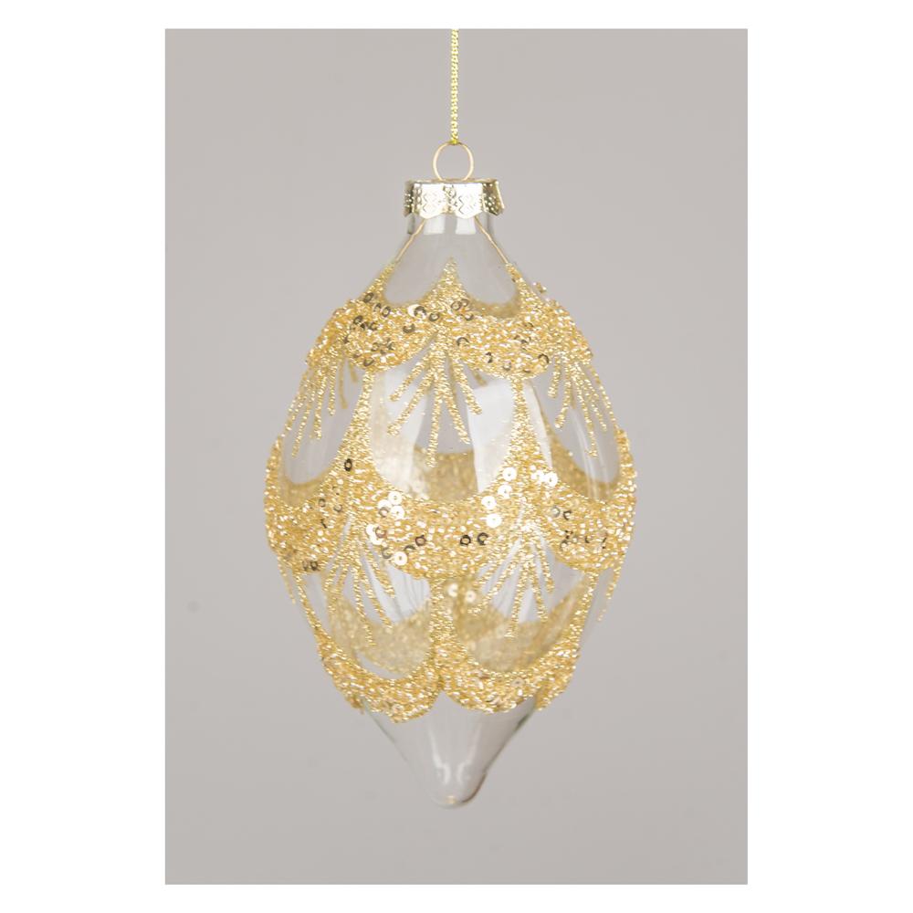 Yuj 57841 Sfera Vetro Allungata Drappeggio Oro 10Cm