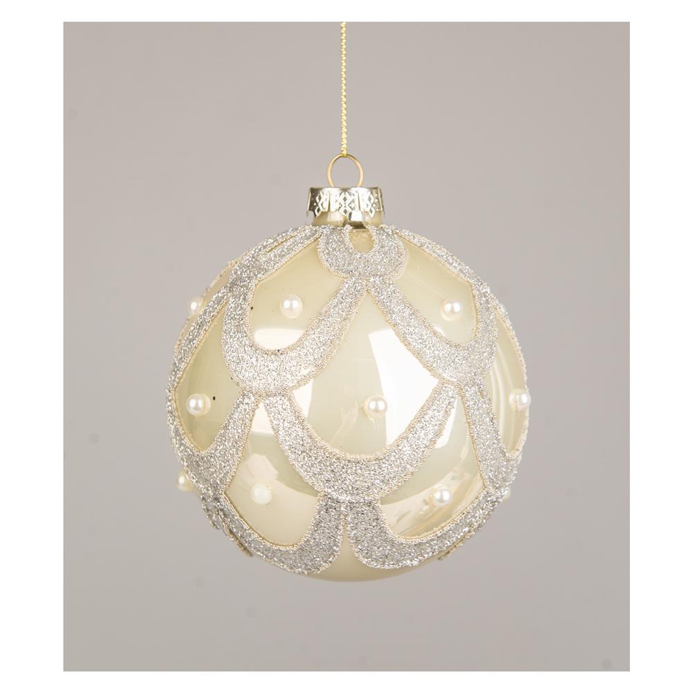 Yuj 57843 Sfera Vetro Drappeggio Silver D.8Cm