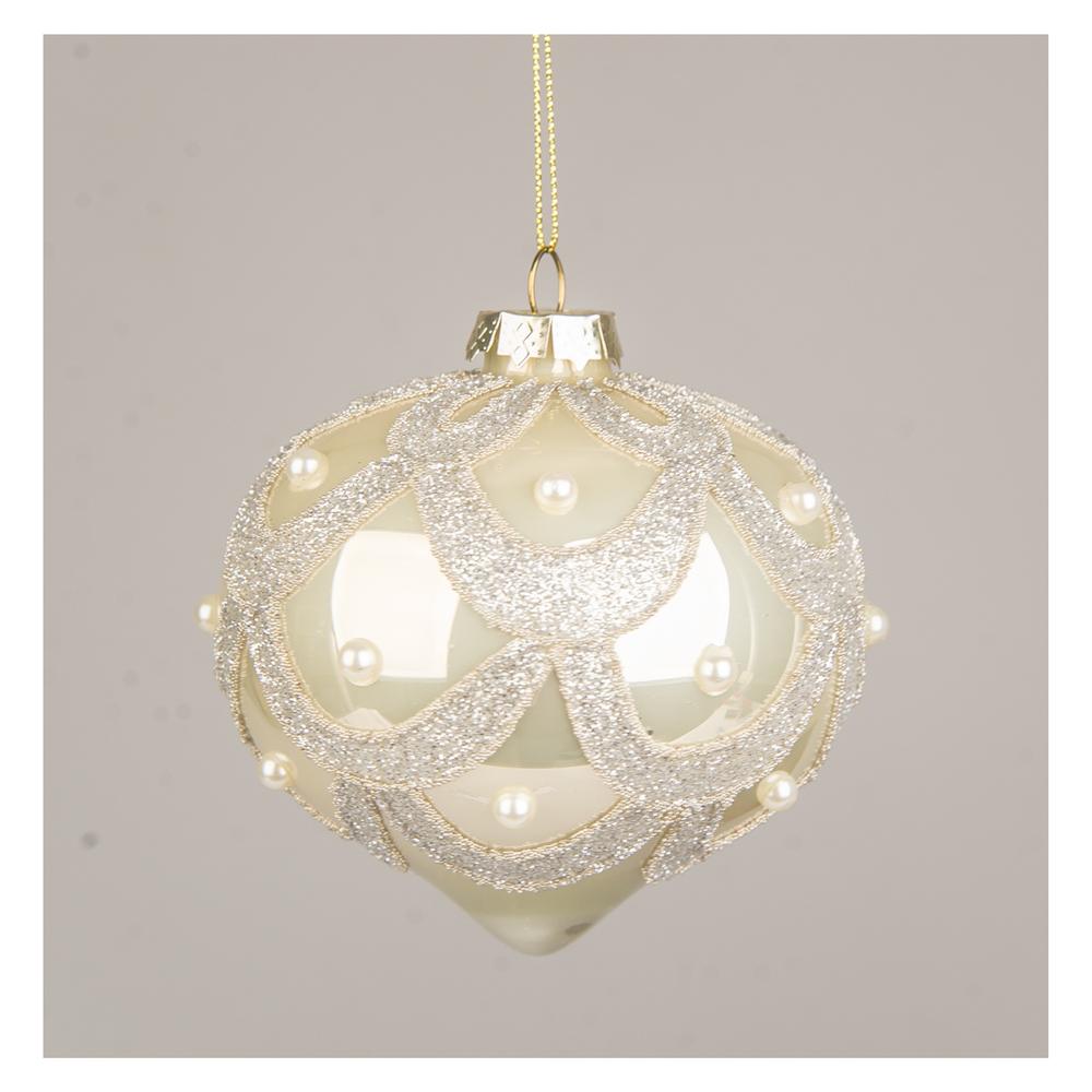 Yuj 57844 Sfera Vetro Cipolla Drappeggio Silver 8Cm