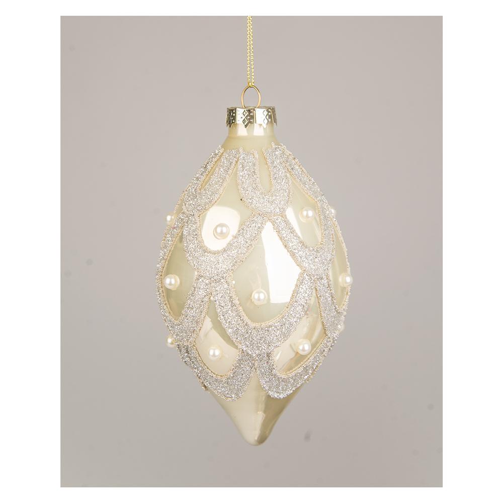 Yuj 57847 Sfera Vetro Allungata Drappeggio Silver 10Cm