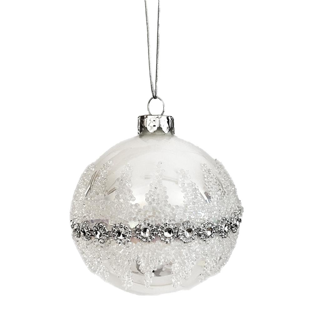 Yuj 59172 Sfera Vetro Bianca Silver Line Tonda 10Cm