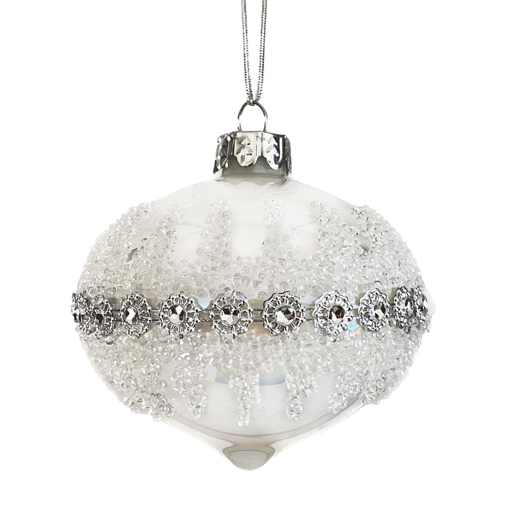 Yuj 59173 Sfera Vetro Bianca Silver Line Cipolla 10Cm