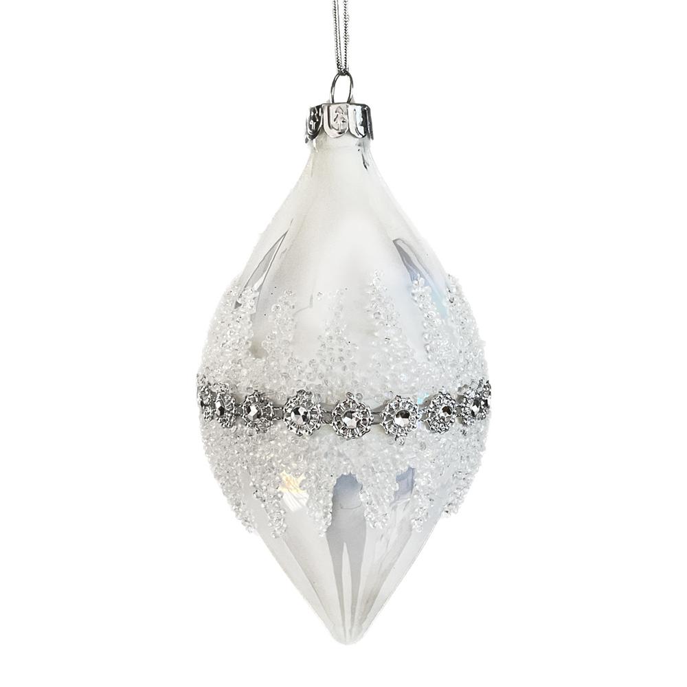 Yuj 59174 Sfera Vetro Bianca Silver Line Goccia 10Cm