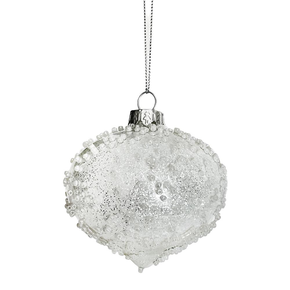 Yuj 59179 Sfera Vetro White Perline Cipolla 10Cm - Vetro Bianco - Addobbi Albero | Mikasa