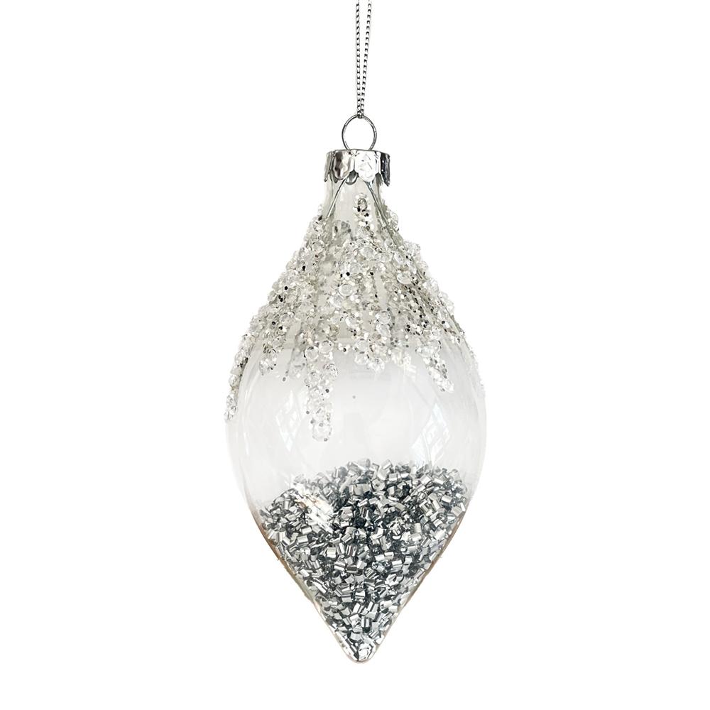 Yuj 59194 Sfera Vetro Strass E Glitter Silver Goccia 10Cm