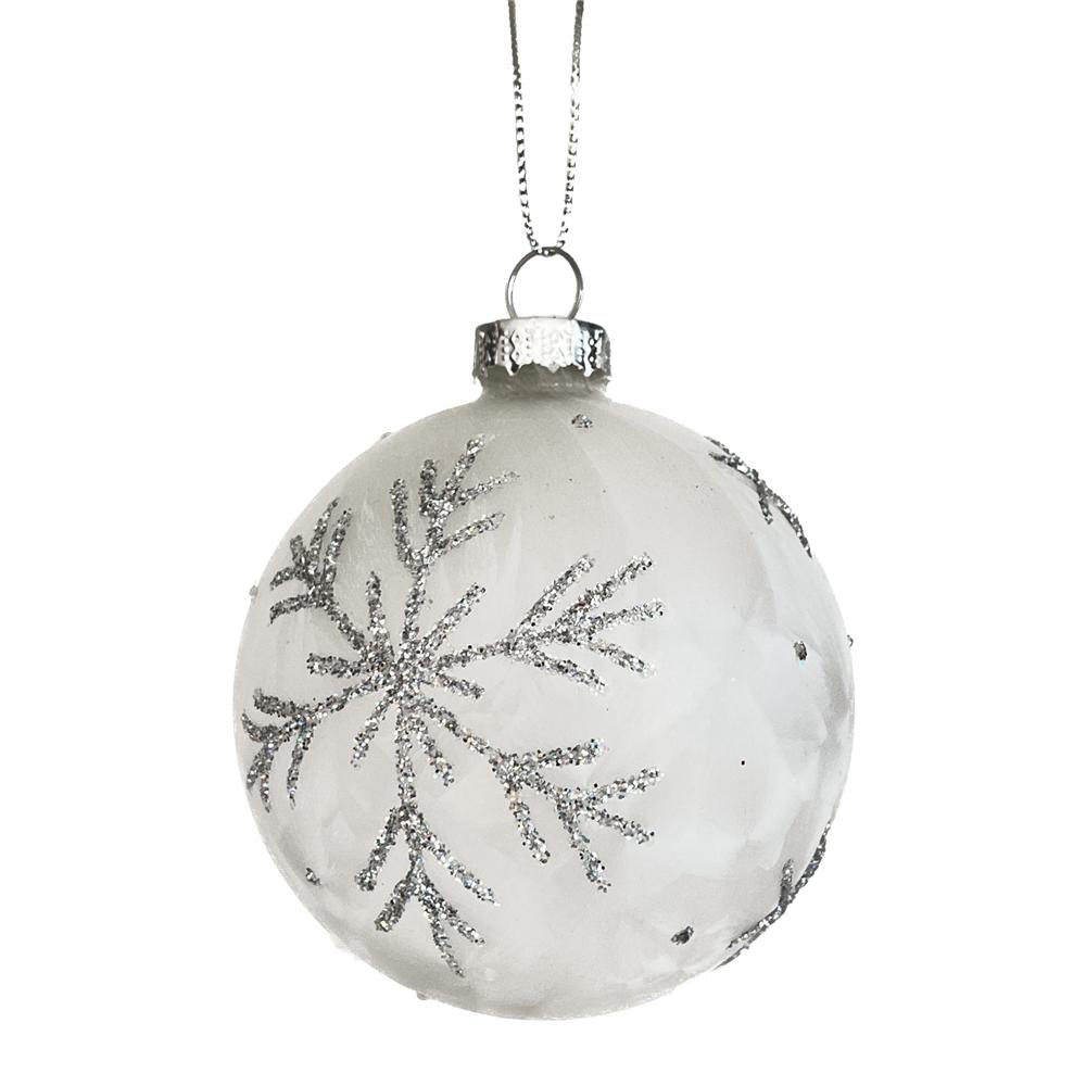 Yuj 59199 Sfera Vetro Fiocco Di Neve Argento Tonda 8Cm