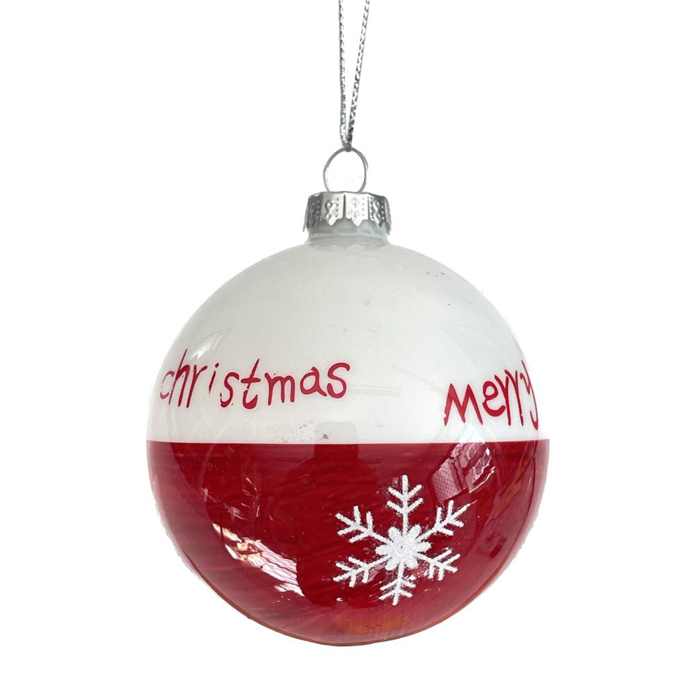 Yuj 59218 Sfera Vetro Red-White Merry Xmas 10Cm