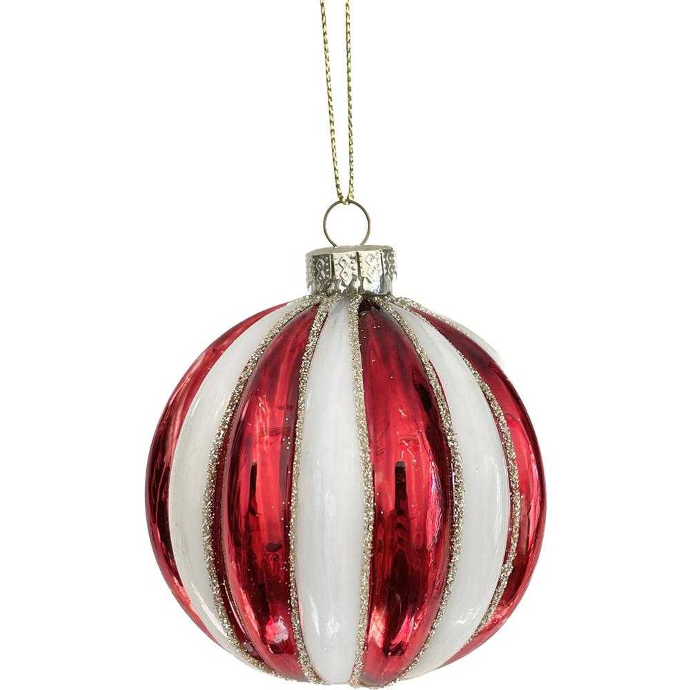 Yuj 59228 Sfera Vetro Circo Red-White Glitter Tonda 10Cm