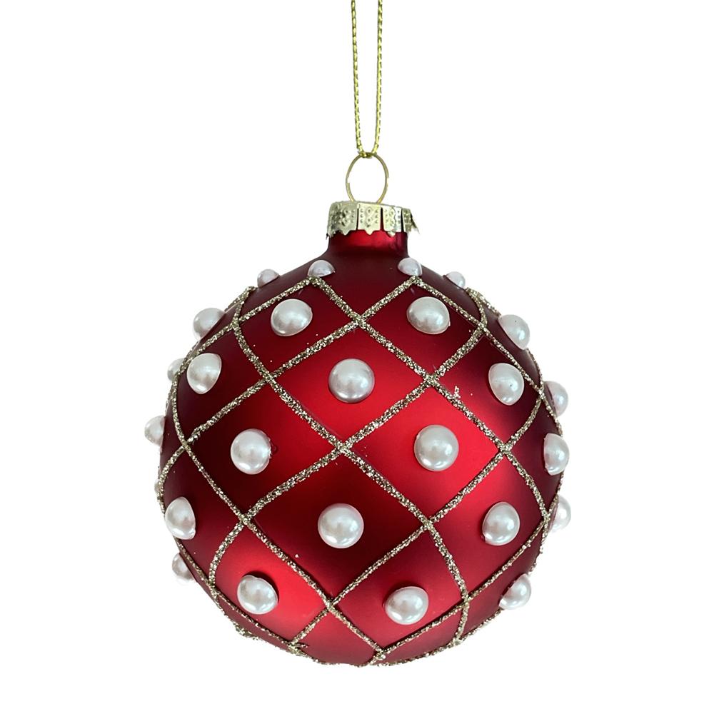Yuj 59233 Sfera Vetro Drappeggio Red Perle 8Cm