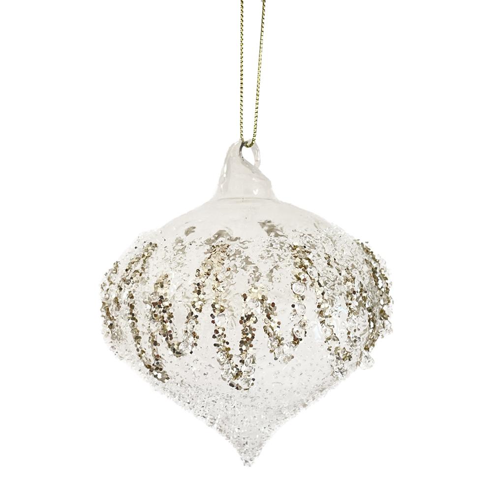 Yuj 59256 Sfera Vetro Transparent Gold Decor Cipolla 8Cm