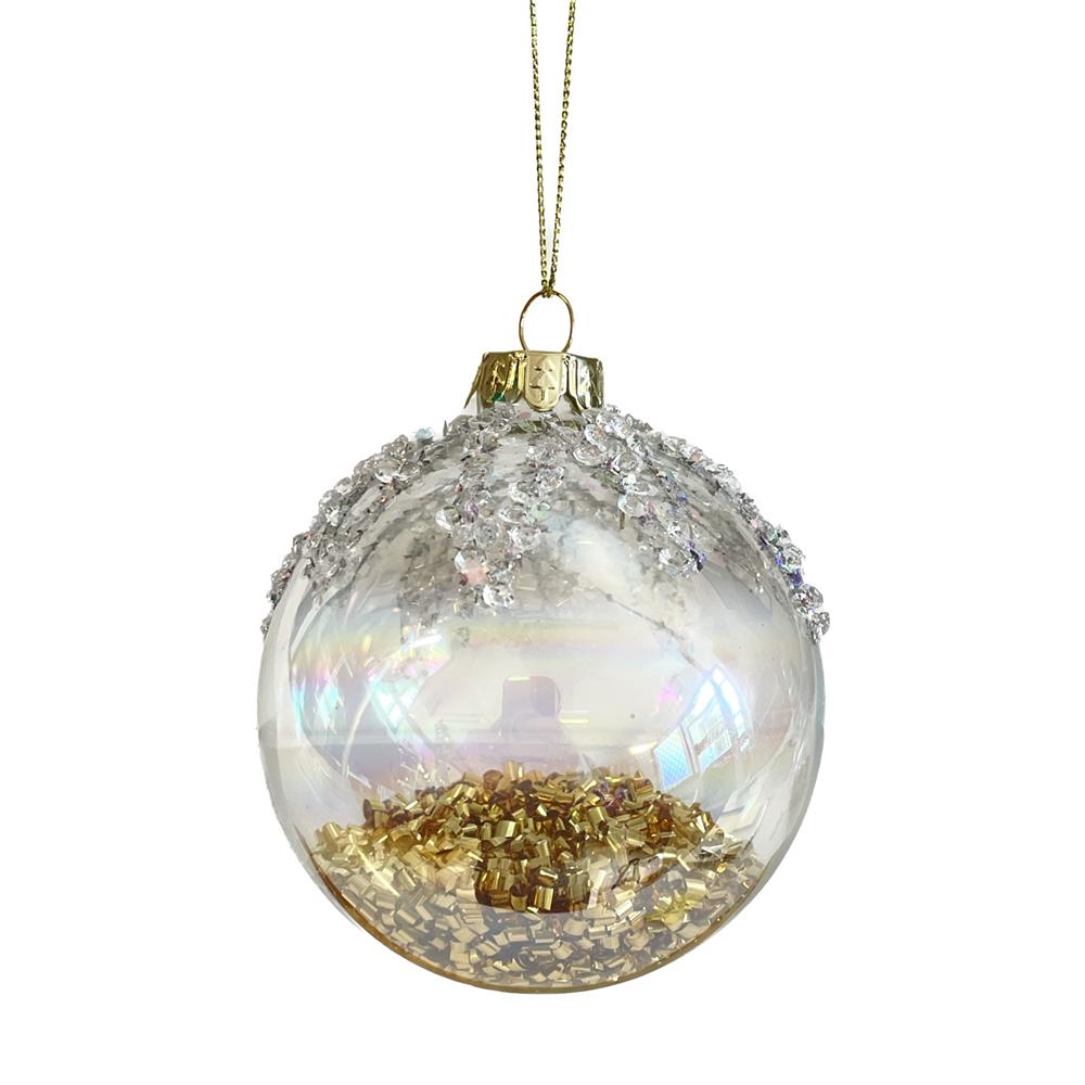 Yuj 59270 Sfera Vetro Cascata Gold Strass 10Cm